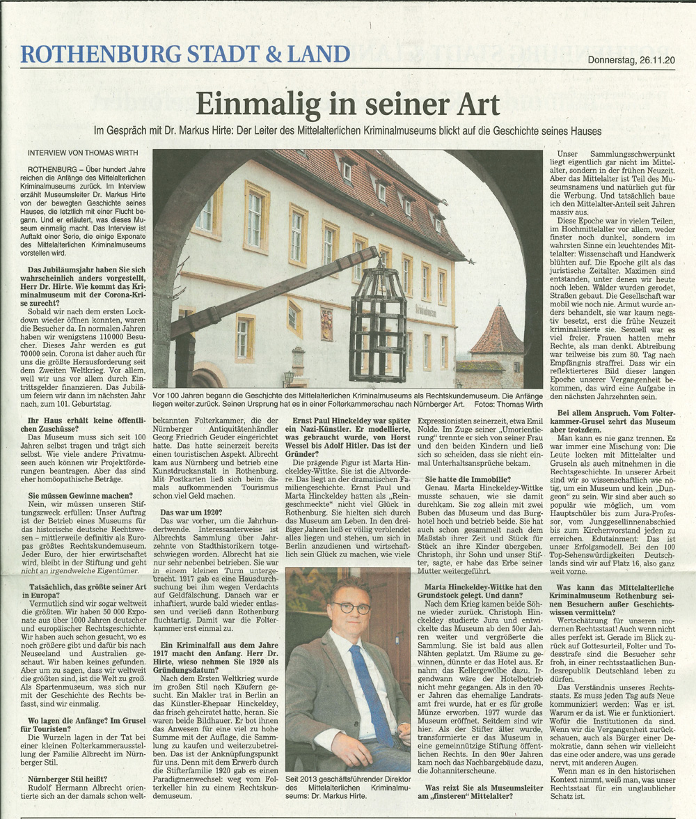 Einmalig in seiner Art Interview